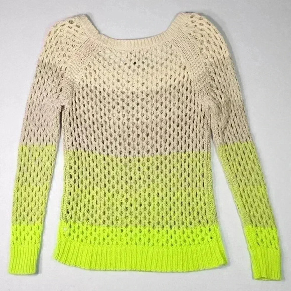 American Eagle AEO Women's Sweater XS Open Weave Ombre Beige Green Soft Pullover - Picture 9 of 16